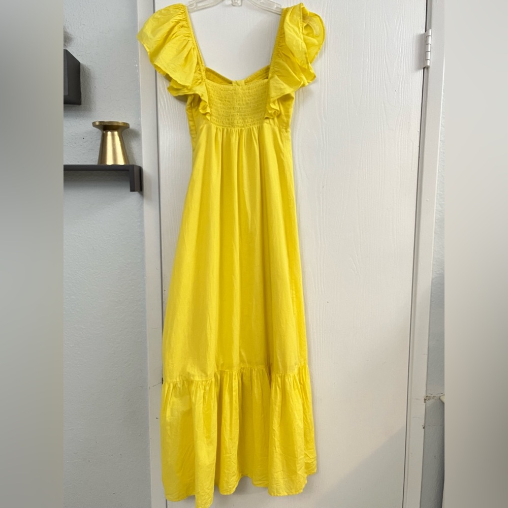 FARM Rio Yellow Ruffle Midi Dress with Bow - Picture 4 of 13